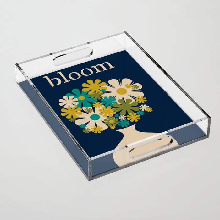 Bloom Retro Flowers in Vase on Blue Acrylic Tray Gallery Image 1