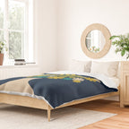 Bloom Retro Flowers in Vase on Blue Duvet Cover Gallery Image 2