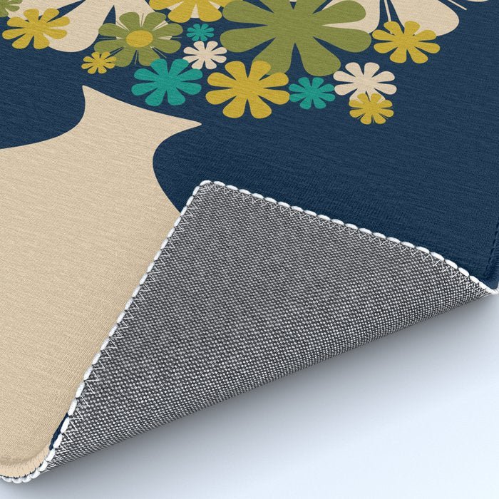 Bloom Retro Flowers in Vase on Blue Rug Gallery Image 4