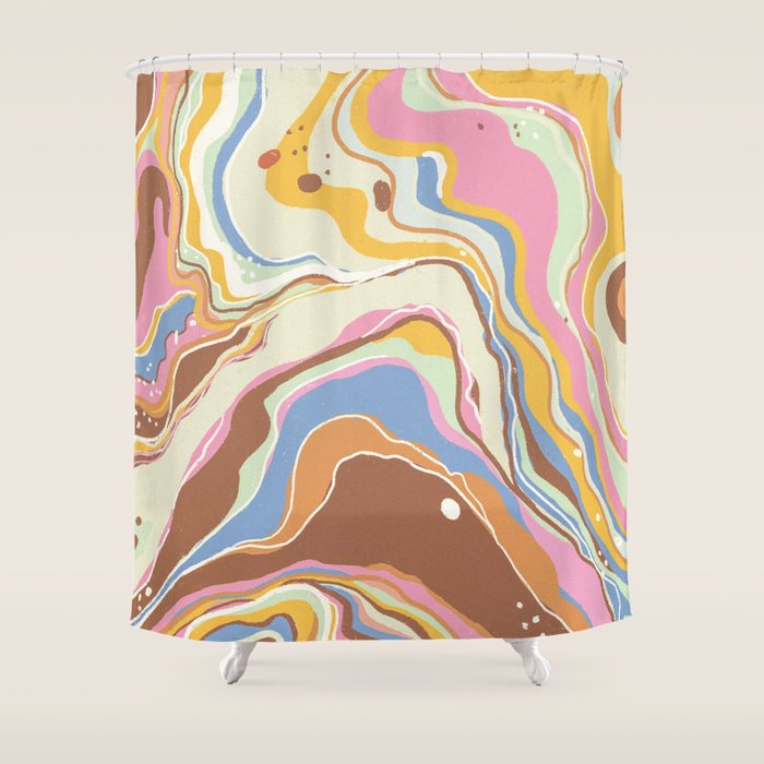 Retro marble #2 Shower Curtain Gallery Image 1