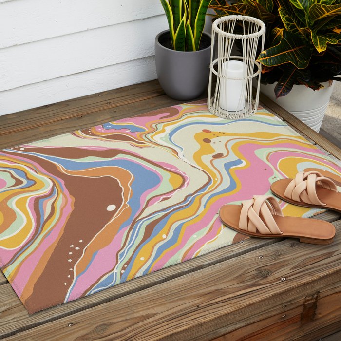Retro marble #2 Outdoor Rug Gallery Image 2