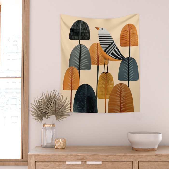 Song in the Autumn Grove Wall Tapestry Gallery Image 2