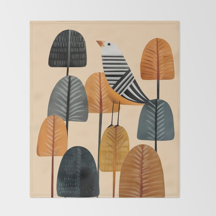 Song in the Autumn Grove Throw Blanket Gallery Image 2