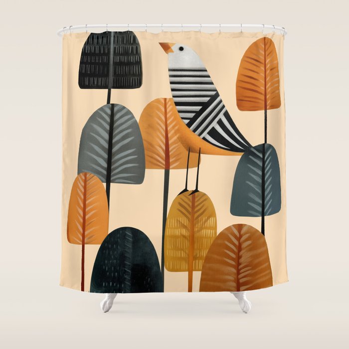 Song in the Autumn Grove Shower Curtain Gallery Image 1