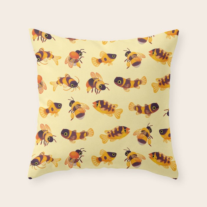 Bumblebee and fish Throw Pillow Gallery Image 6