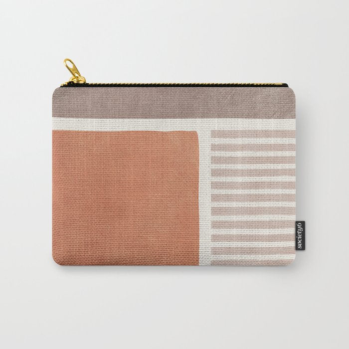 Terracotta Brown Beige Modern Minimalist Artwork Carry All Pouch Gallery Image 1