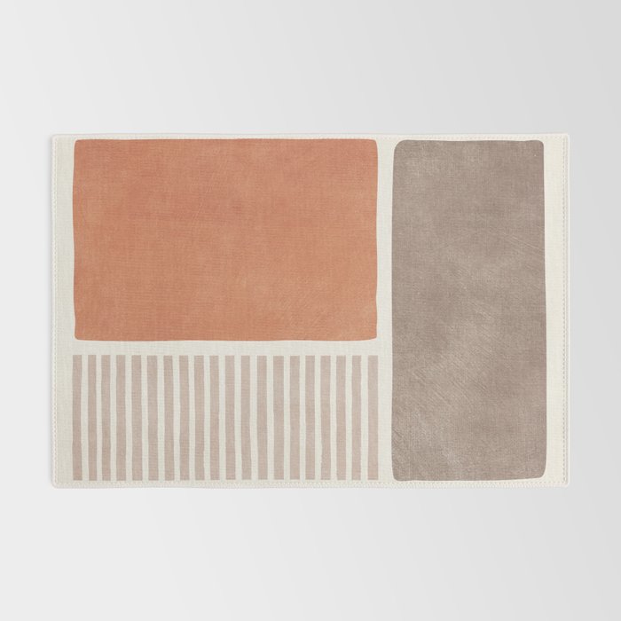 Terracotta Brown Beige Modern Minimalist Artwork Rug Gallery Image 2