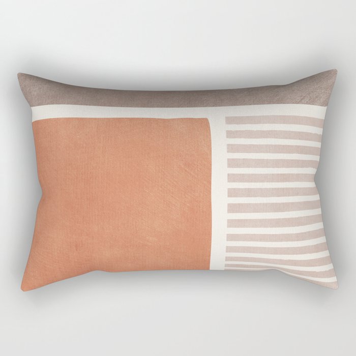 Terracotta Brown Beige Modern Minimalist Artwork Rectangular Pillow Gallery Image 1