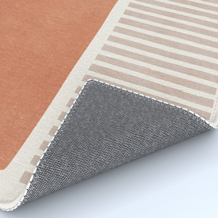 Terracotta Brown Beige Modern Minimalist Artwork Rug Gallery Image 4