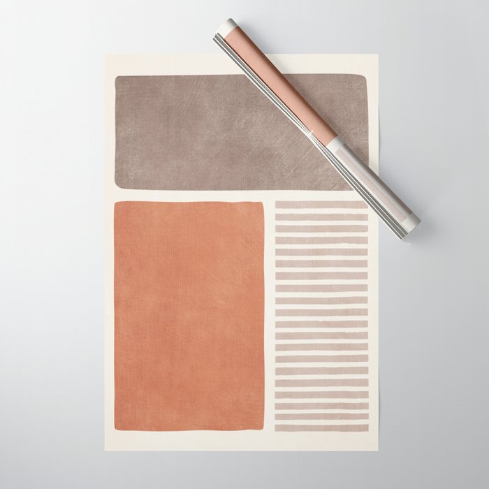 Terracotta Brown Beige Modern Minimalist Artwork Wrapping Paper Gallery Image 1