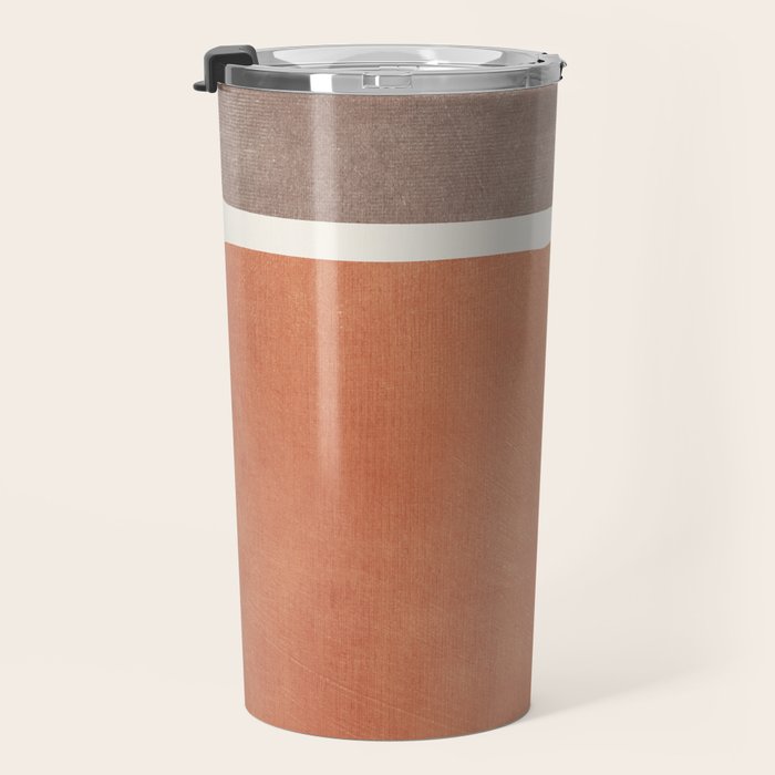 Terracotta Brown Beige Modern Minimalist Artwork Travel Mug Gallery Image 3
