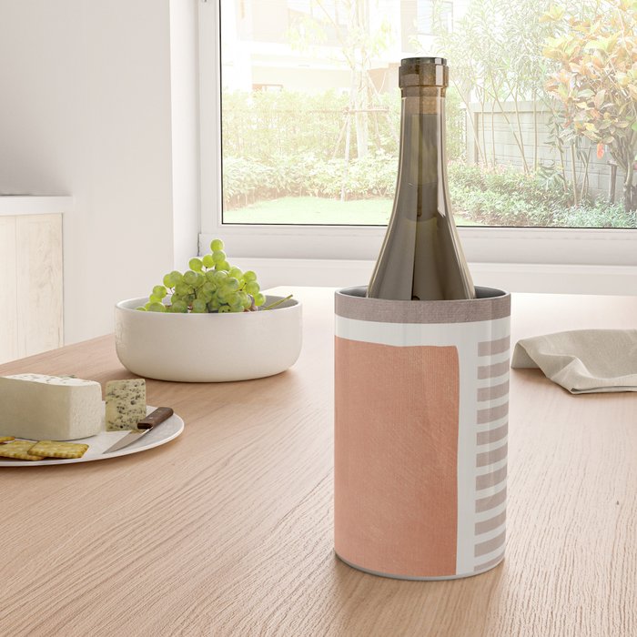 Terracotta Brown Beige Modern Minimalist Artwork Wine Chiller Gallery Image 4