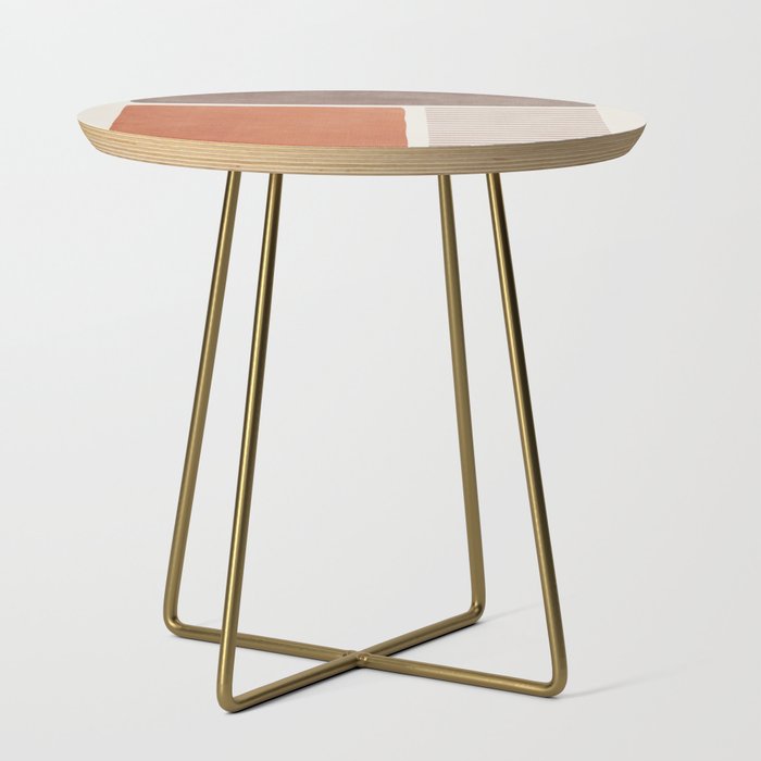 Terracotta Brown Beige Modern Minimalist Artwork Side Table Gallery Image 1