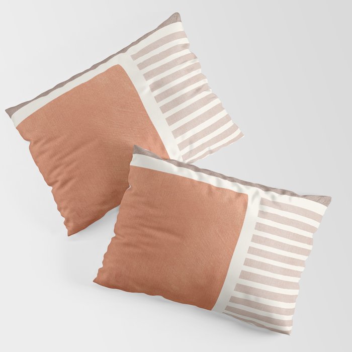 Terracotta Brown Beige Modern Minimalist Artwork Pillow Sham Gallery Image 3