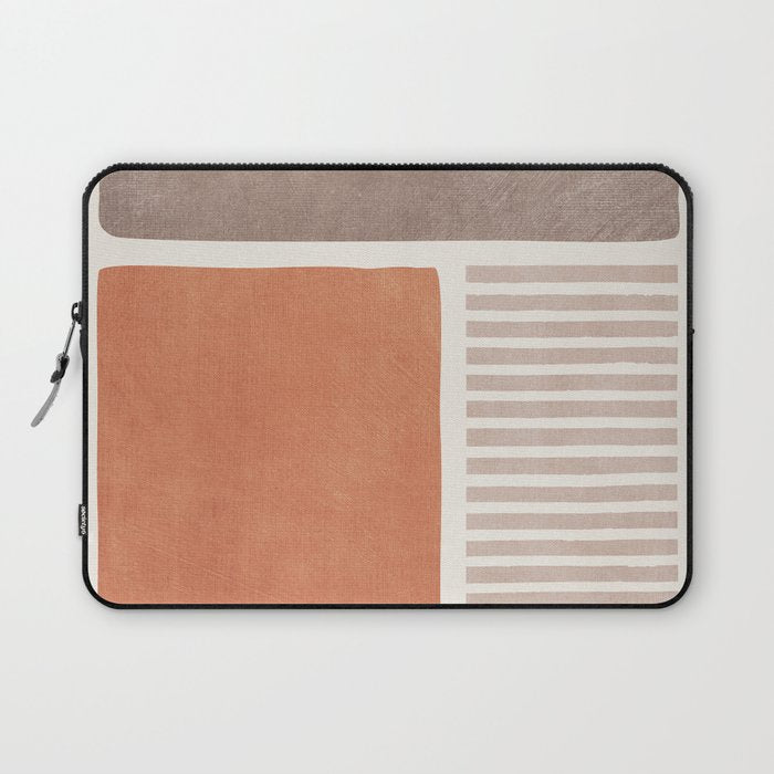 Terracotta Brown Beige Modern Minimalist Artwork Laptop Sleeve Gallery Image 1