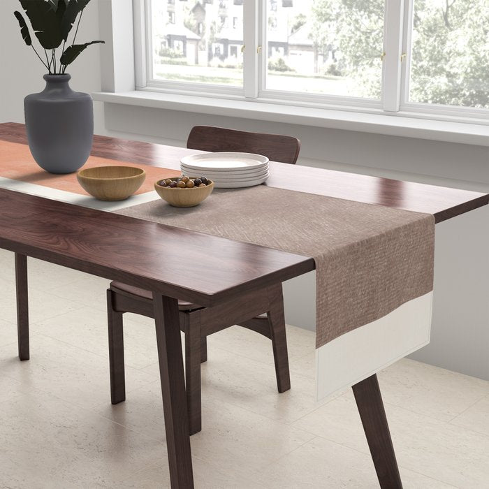 Terracotta Brown Beige Modern Minimalist Artwork Table Runner Gallery Image 2