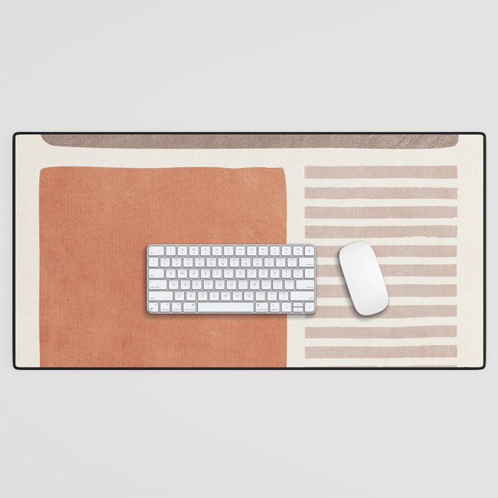 Terracotta Brown Beige Modern Minimalist Artwork Desk Mat Gallery Image 1