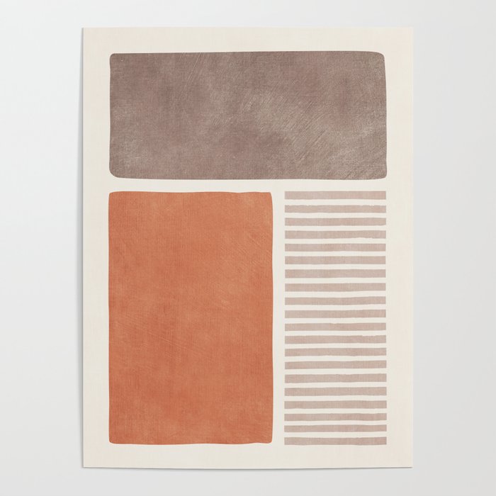 Terracotta Brown Beige Modern Minimalist Artwork Poster Gallery Image 1
