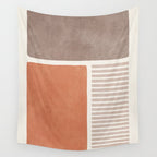 Terracotta Brown Beige Modern Minimalist Artwork Wall Tapestry Gallery Image 4