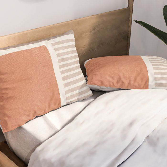 Terracotta Brown Beige Modern Minimalist Artwork Pillow Sham Gallery Image 2