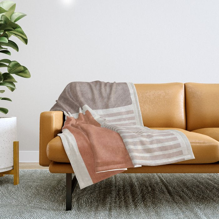 Terracotta Brown Beige Modern Minimalist Artwork Throw Blanket Gallery Image 1