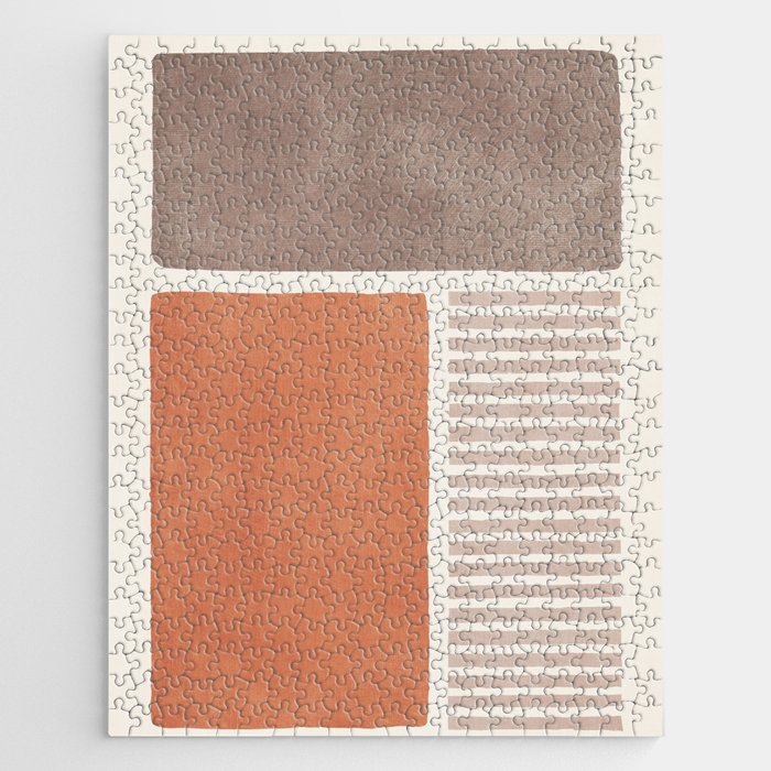 Terracotta Brown Beige Modern Minimalist Artwork Jigsaw Puzzle Gallery Image 1