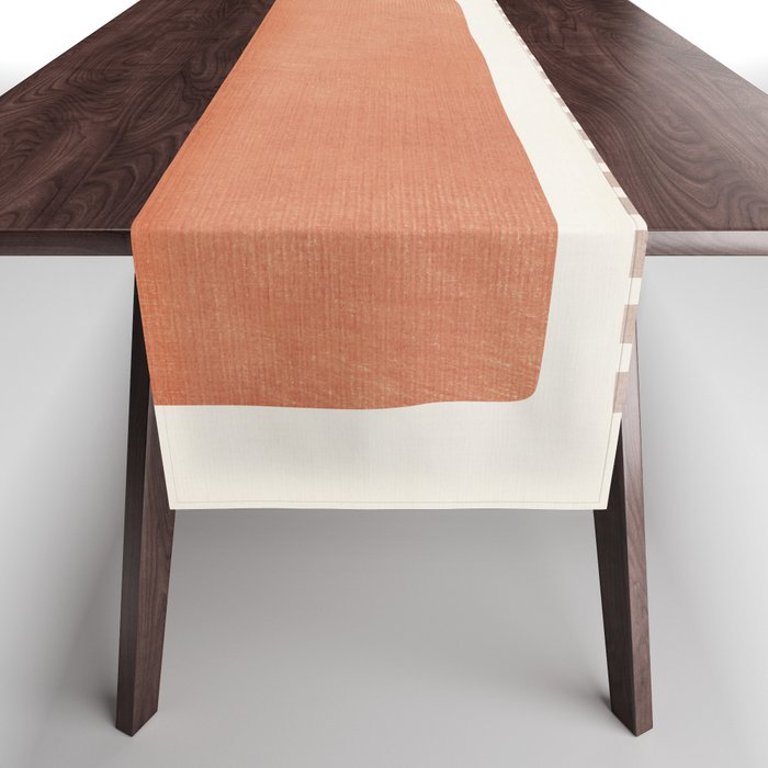 Terracotta Brown Beige Modern Minimalist Artwork Table Runner Gallery Image 1