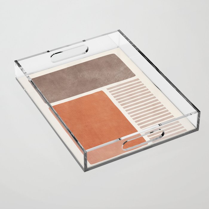Terracotta Brown Beige Modern Minimalist Artwork Acrylic Tray Gallery Image 1