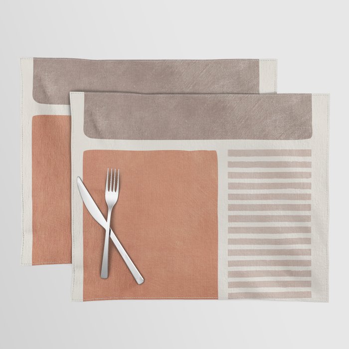 Terracotta Brown Beige Modern Minimalist Artwork Placemat Gallery Image 1