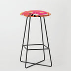 Mid Century Modern Abstract Colorful Art Ombre Magenta Yellow Circles Raindrops Geometric Pattern Stool Gallery Image 1