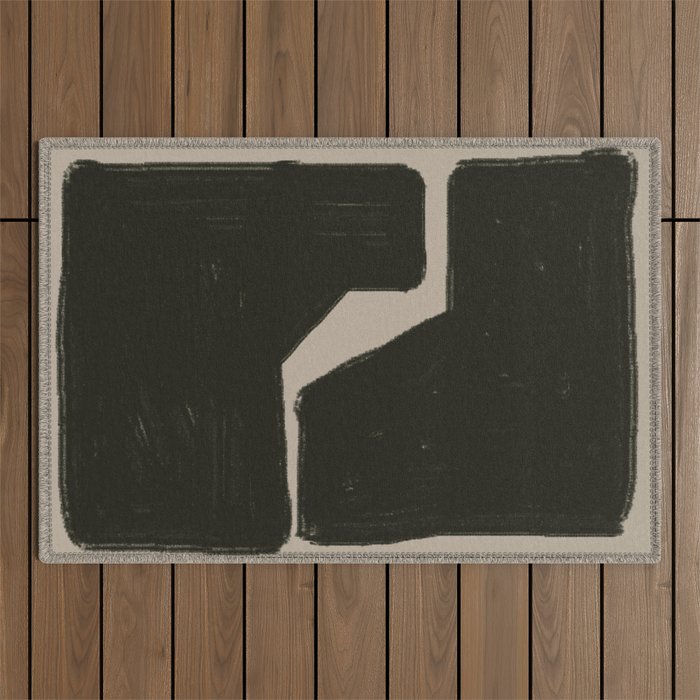 Black Geometric Shapes Outdoor Rug