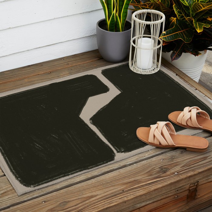 Black Geometric Shapes Outdoor Rug Gallery Image 2