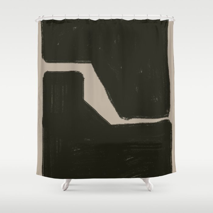 Black Geometric Shapes Shower Curtain Gallery Image 1