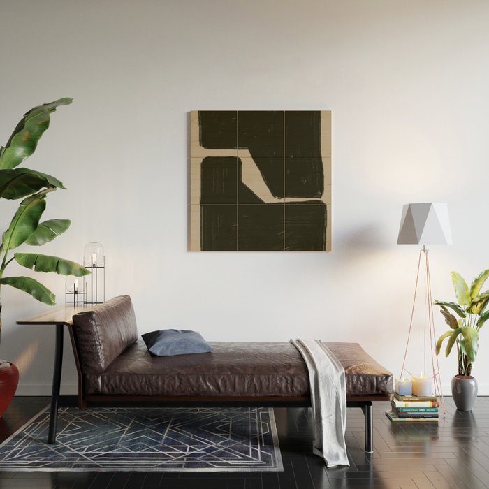 Black Geometric Shapes Wood Wall Art Gallery Image 2