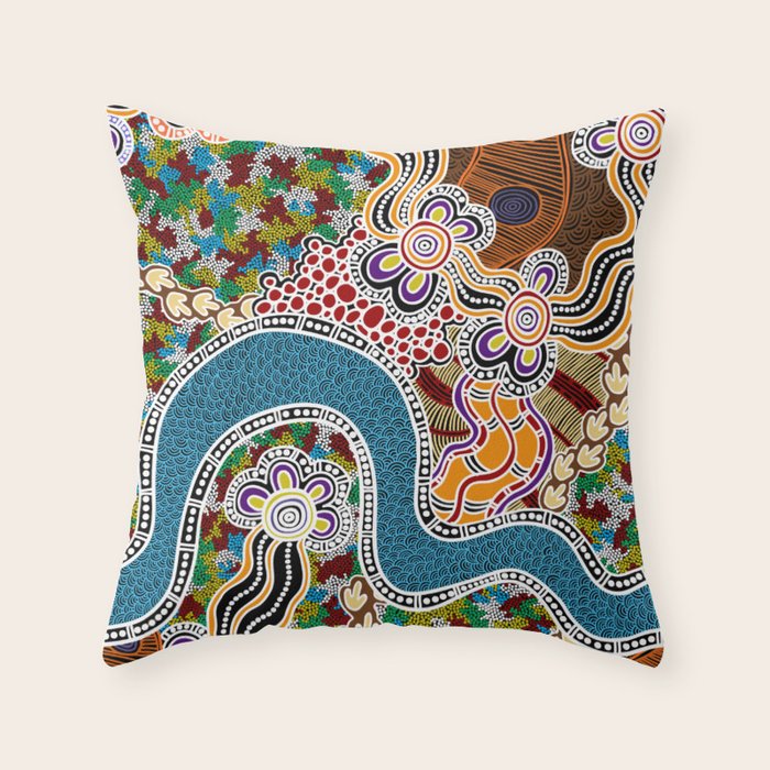 Authentic Aboriginal Art -  Throw Pillow