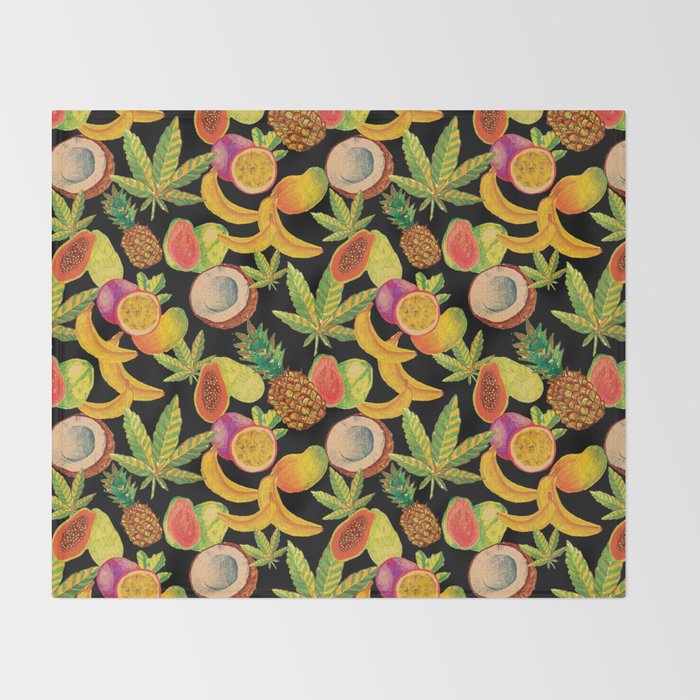 Tropical Cannabis Fruit Throw Blanket Gallery Image 2
