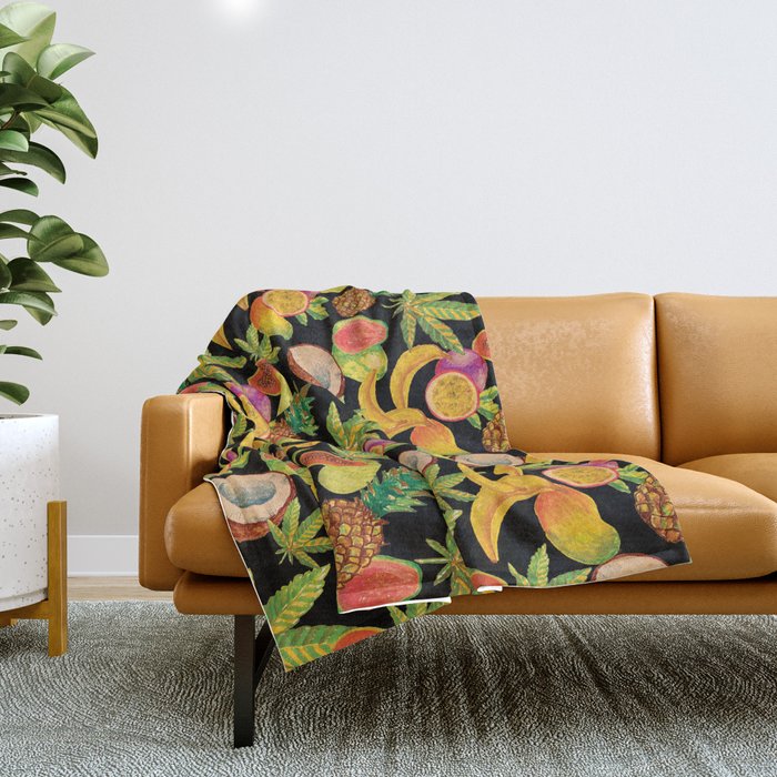 Tropical Cannabis Fruit Throw Blanket Gallery Image 1
