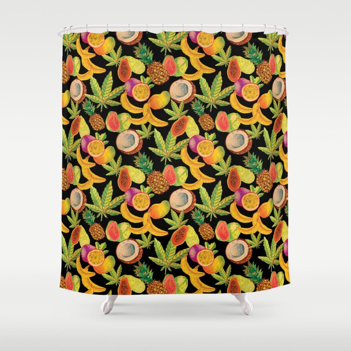 Tropical Cannabis Fruit Shower Curtain Gallery Image 1