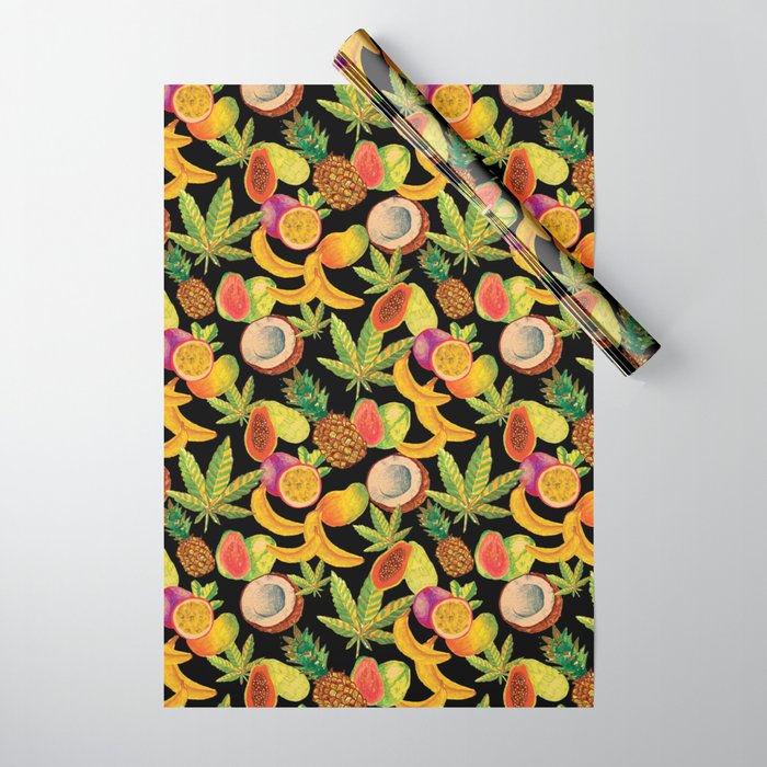 Tropical Cannabis Fruit Wrapping Paper Gallery Image 1
