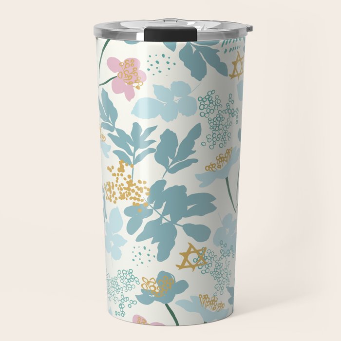 Floral Star of David Travel Mug Gallery Image 1