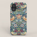 William Morris Strawberry Thief Blue 1883 Vintage Botanical Pattern iPhone Case Gallery Image 1