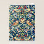 William Morris Strawberry Thief Blue 1883 Vintage Botanical Pattern Stationery Card Gallery Image 2