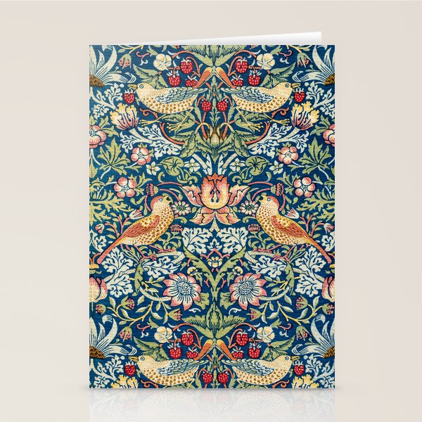 William Morris Strawberry Thief Blue 1883 Vintage Botanical Pattern Stationery Card Gallery Image 2