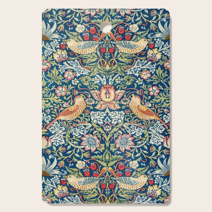 William Morris Strawberry Thief Blue 1883 Vintage Botanical Pattern Cutting Board Gallery Image 1