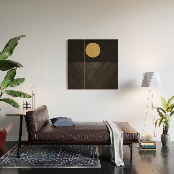 Moon Reflection on Quiet Ocean Wood Wall Art Gallery Image 2