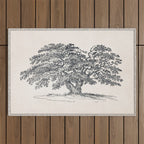 Wide Oak Tree Sketch Outdoor Rug Gallery Image 1