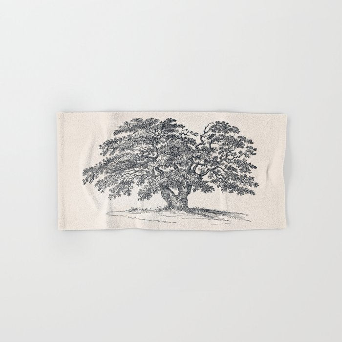 Wide Oak Tree Sketch Bath Towel Gallery Image 1