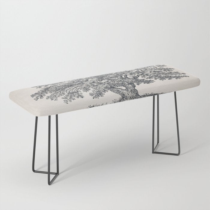 Wide Oak Tree Sketch Bench Gallery Image 1