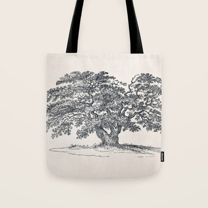 Wide Oak Tree Sketch Tote Bag Gallery Image 1