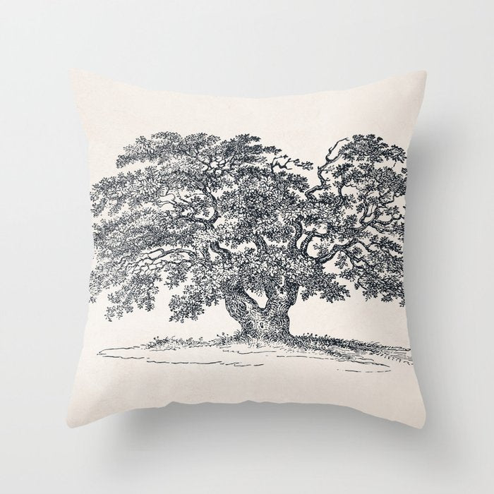 Wide Oak Tree Sketch Throw Pillow Gallery Image 6